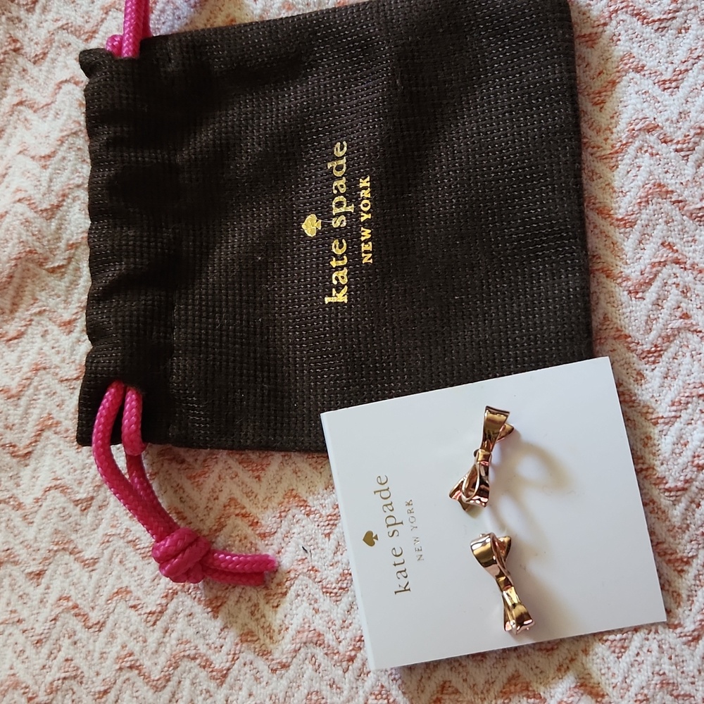 Kate Spade Rose Gold Toned Bow Stud Earrings - NWOT